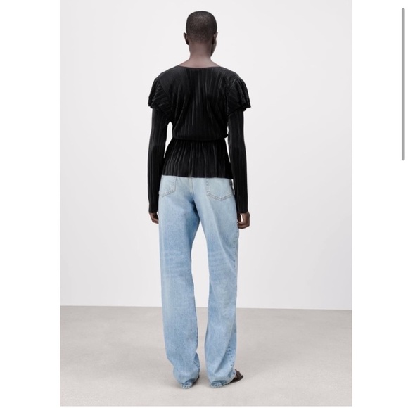 NWT ZARA Ruffled Pleated Blouse Sz M Goth Fairy Witchy - Picture 10 of 15